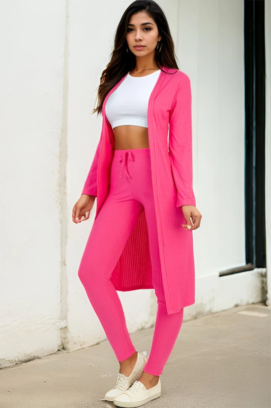 Ribbed Cardigan & Leggings Set