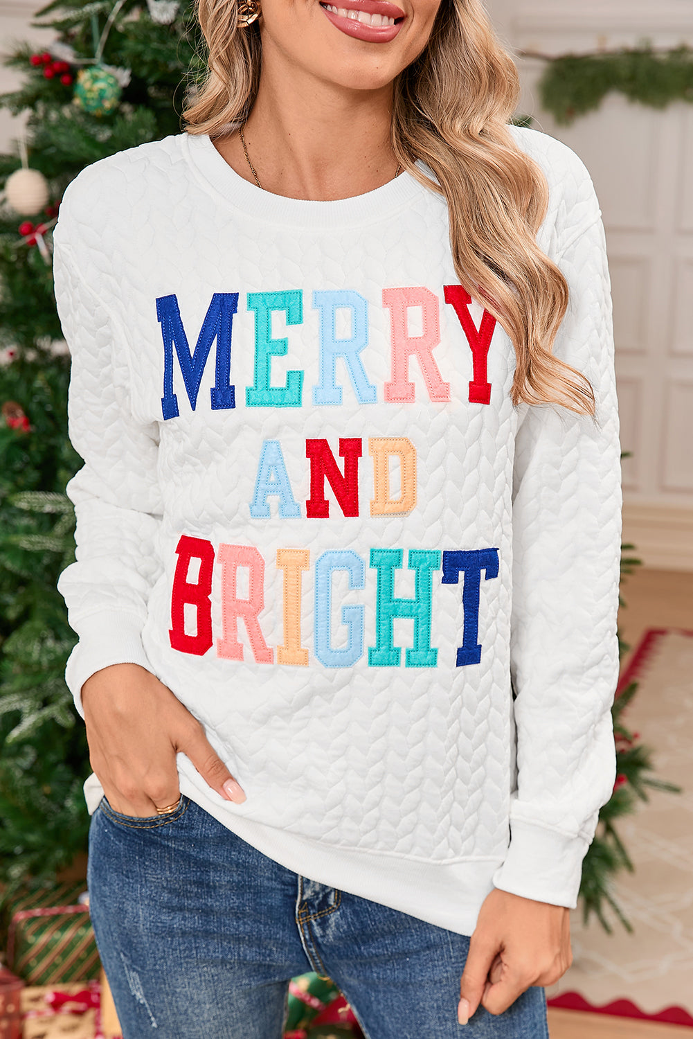 White Quilted Valentine Love Heart Shape Graphic Sweatshirt
