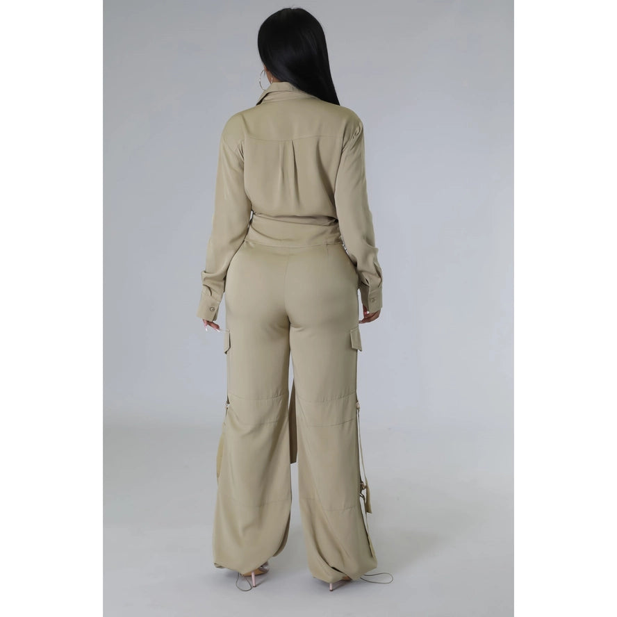 Solid Two Piece Sets Crop Top and Long Pants