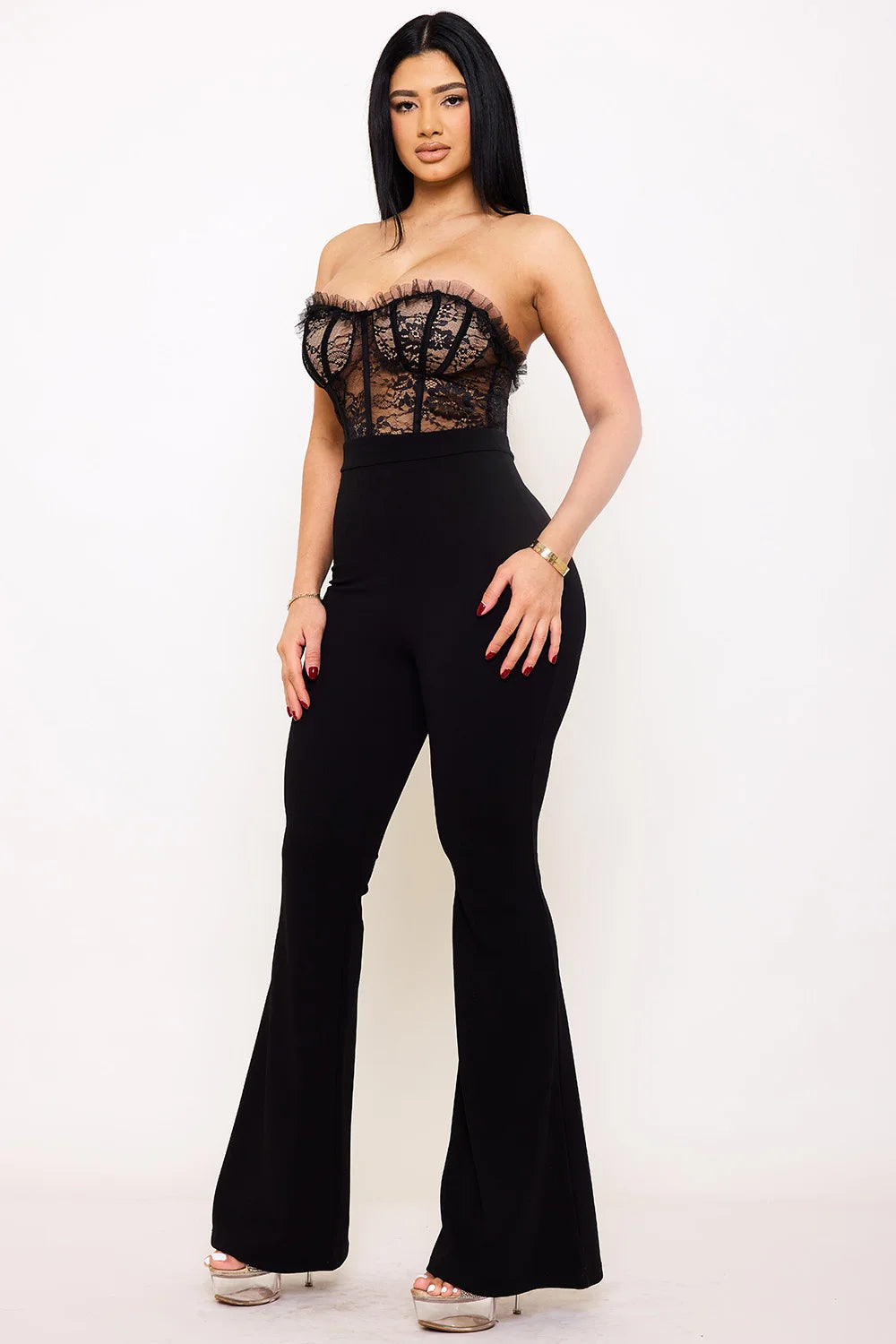 LACED BUSTIER TOP JUMPSUIT