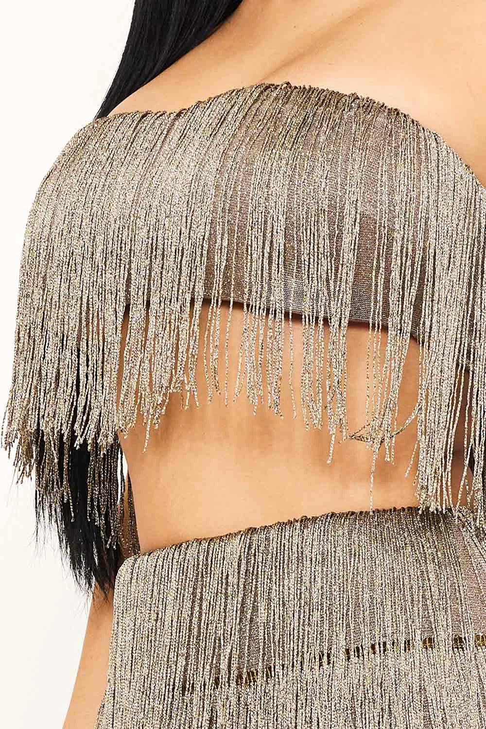 FRINGE TUBE TOP AND MIDI SKIRT SET