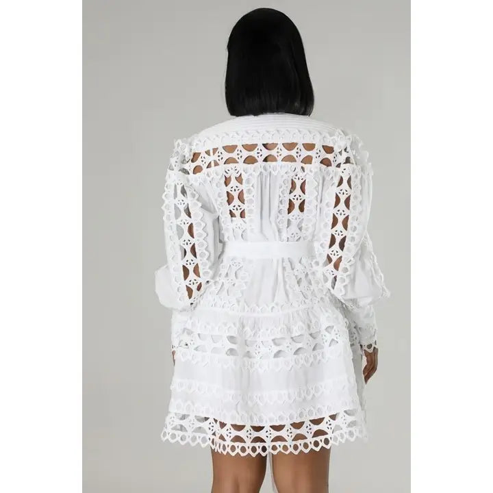 Button-Up Dress with Long Sleeves and Matching Belt