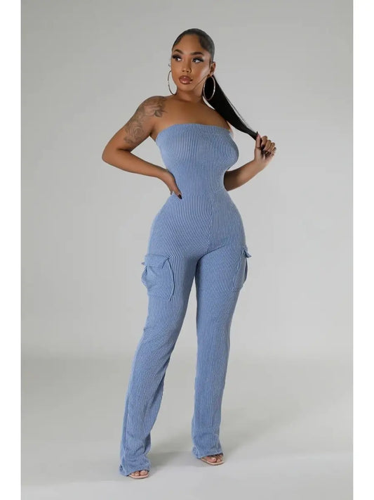 Pocket Detail Tube Jumpsuit