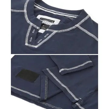 Men's Long Sleeve V Notch Neck Henley Shirts