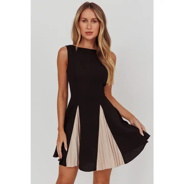 Boat Contrast Color Mini Dress