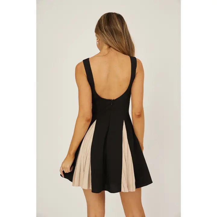 Boat Contrast Color Mini Dress