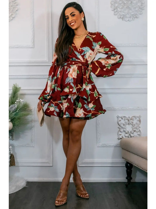 Romantic Story Floral Ruffle Mini Dress