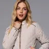 Suede Piping Detail Rib Quilted Padding Jacket