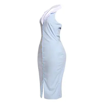 Contrast Collar Midi Dress