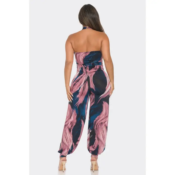Side Open Print Jumpsuit