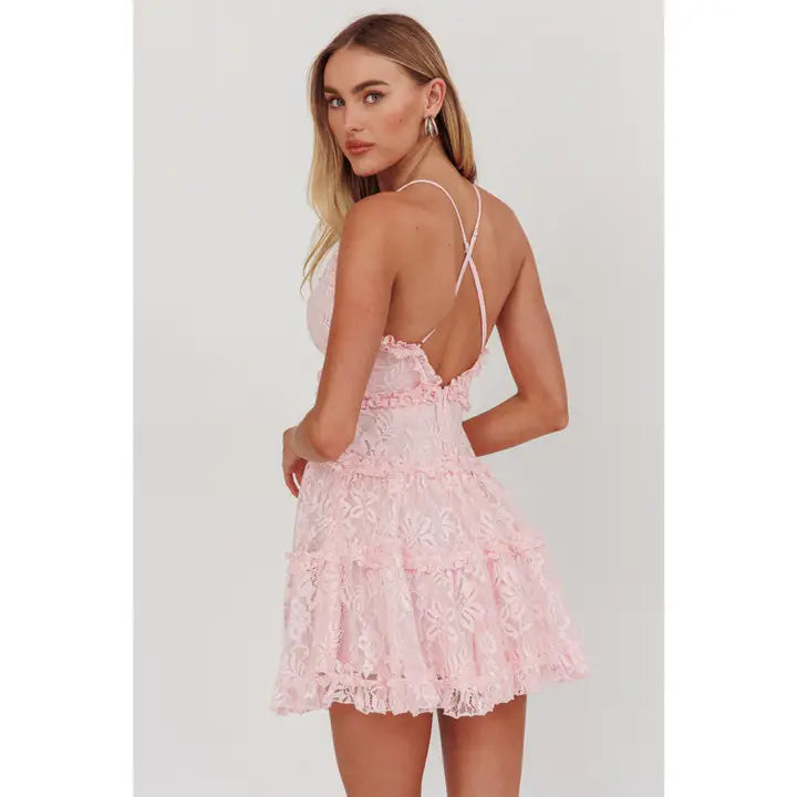Sleeveless Lace Mini Dress