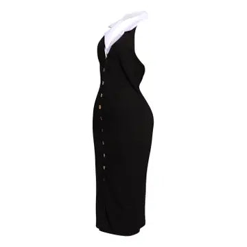 Contrast Collar Midi Dress