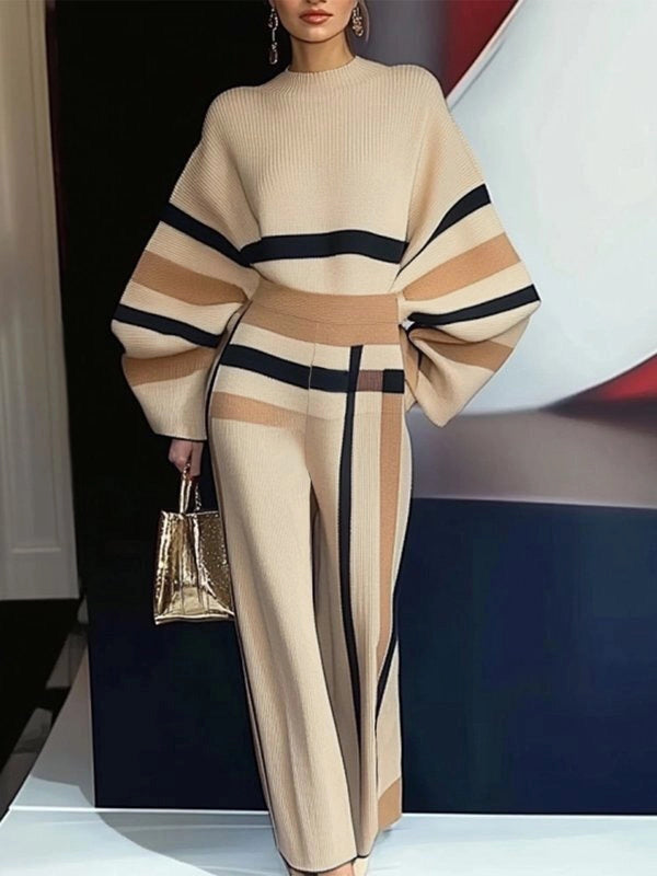 Loose Wide Leg Striped Casual Pants