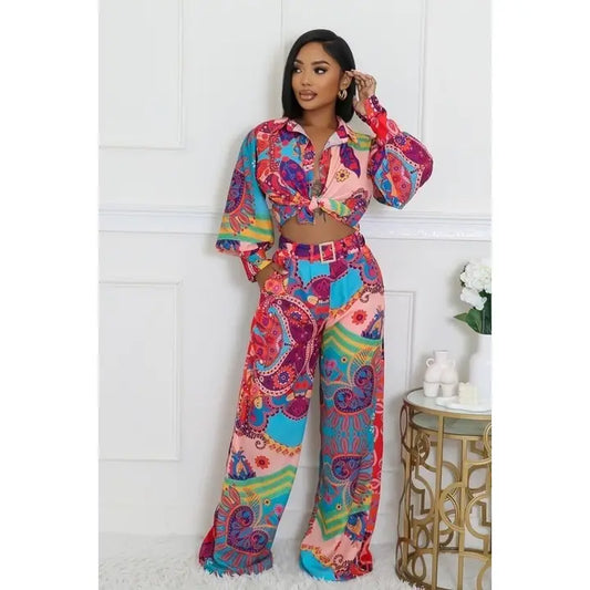 2pc Set with Elegance Enhanced Shirt and Pants
