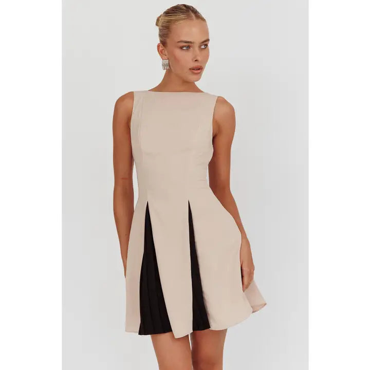 Boat Contrast Color Mini Dress
