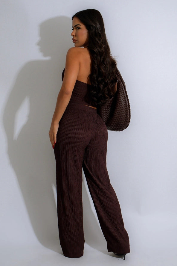 Textured Button Down Vest & Pants Set