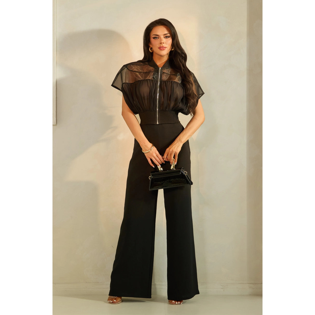 Hard Tull Mesh Top with Pants Set