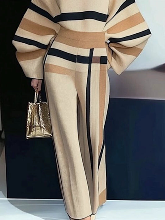 Loose Wide Leg Striped Casual Pants