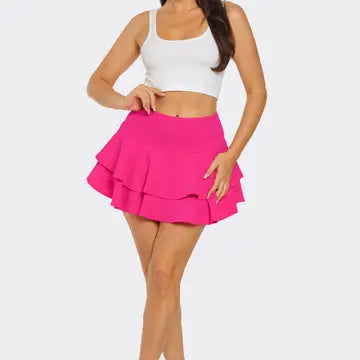 Layered Ruffle Mini Skirt Skort