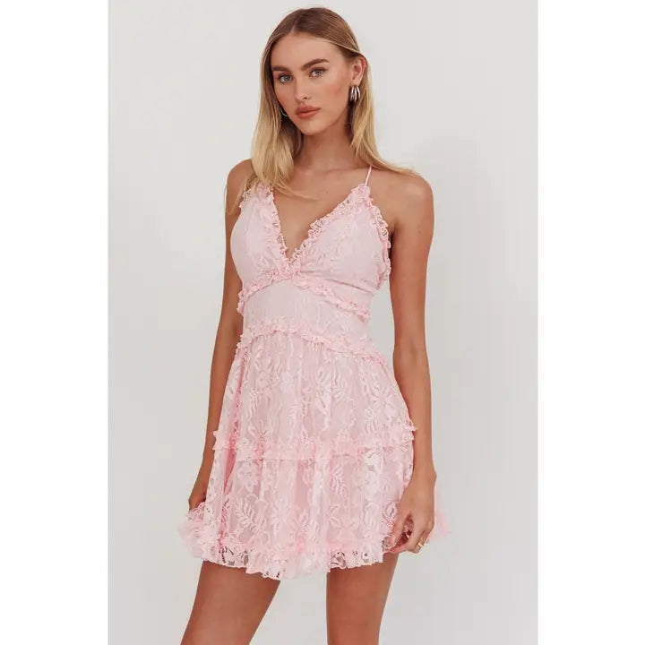 Sleeveless Lace Mini Dress