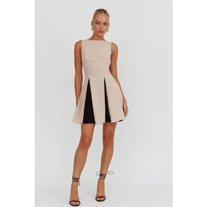 Boat Contrast Color Mini Dress