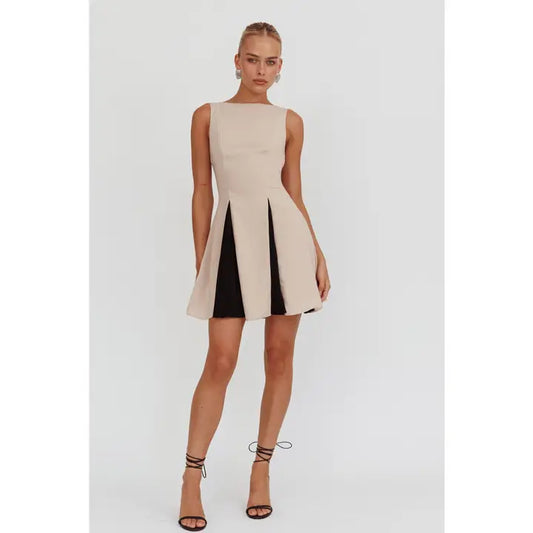 Boat Contrast Color Mini Dress