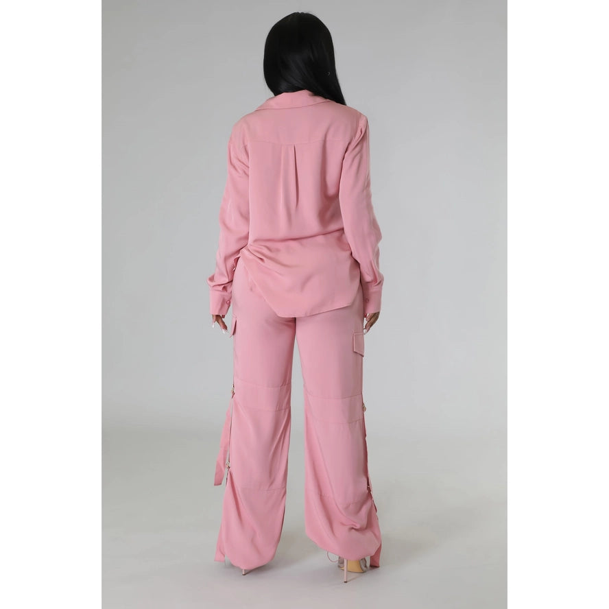 Solid Two Piece Sets Crop Top and Long Pants