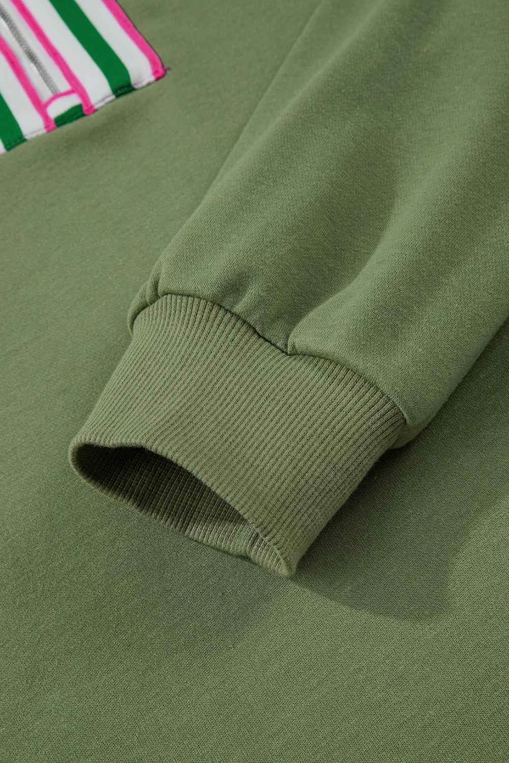 Vineyard Green Pop of Color Collared Patchwork Pullover Sweatshirt
