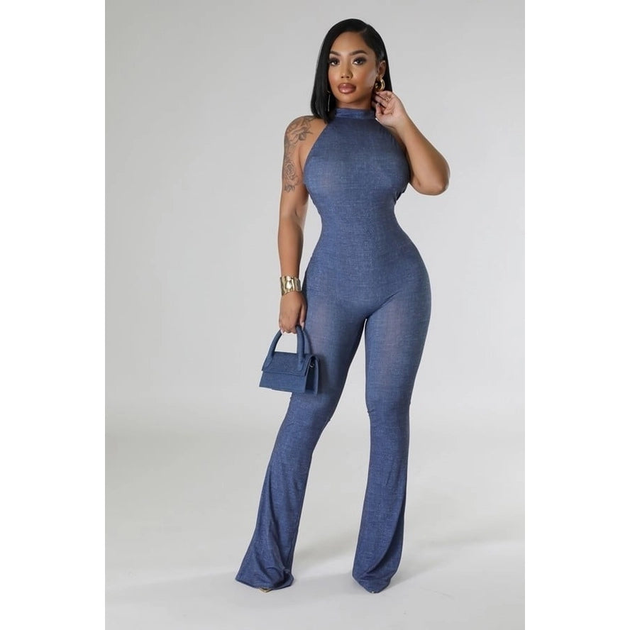 Sleek Sleeveless Halter Jumpsuit