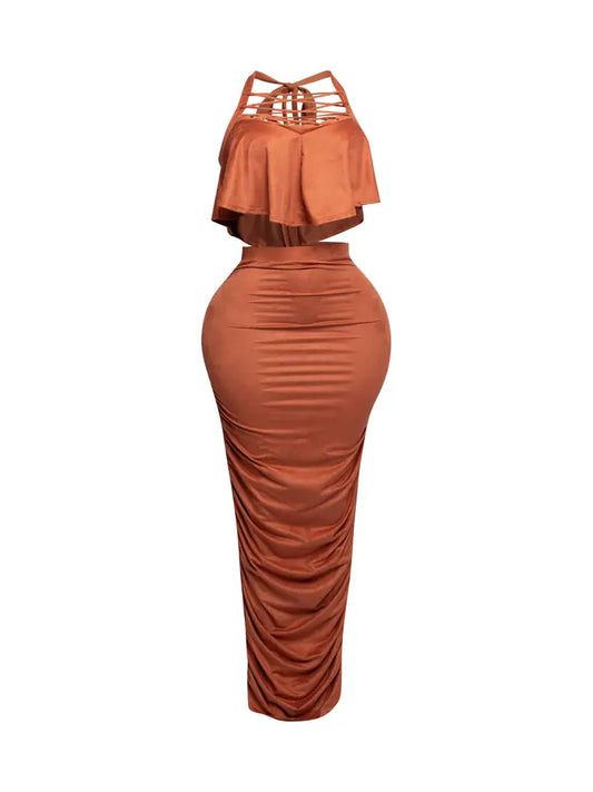 Halter Top Maxi Skirt Set