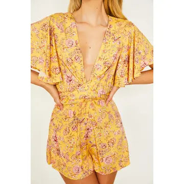 Floral Flutter Sleeved Mini Romper