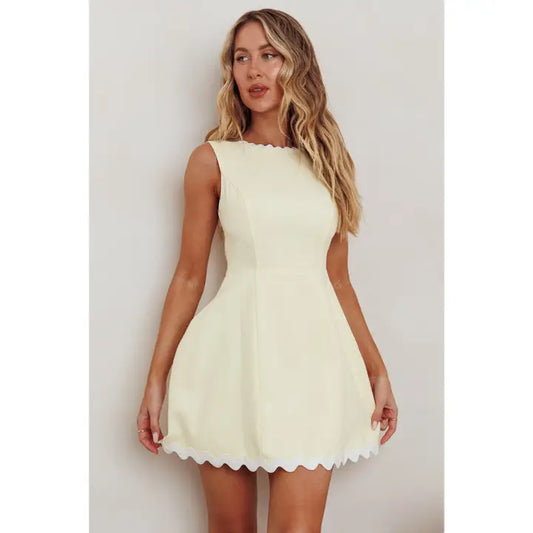Sleeveless Zig Zag Trim Mini Dress
