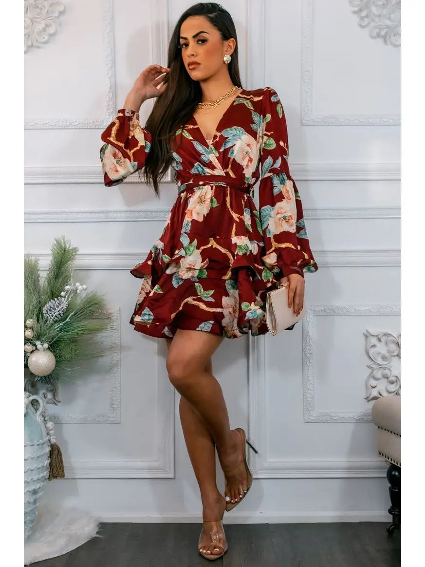 Romantic Story Floral Ruffle Mini Dress